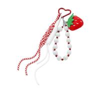 Haodream Lovely Strawberry Cats Paws Keychain Bag Charm Metal, Red | Compact Cats Shaped Charm with Braided Rope Accessory for Fashion Bag Decoration, Giftable Keychain for Birthdays