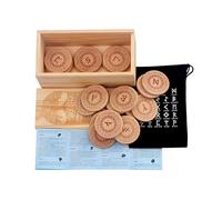 Haodream Premium Nordics Runes Casting Natural Wood Symbols for Historical Study Meditations Practice Portable Cultural Artifact Wooden Meditations Symbols