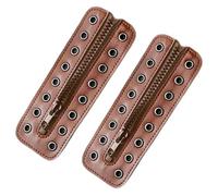 Haodream PU Leather Zippered Shoelace Inserts for Boot, Brown