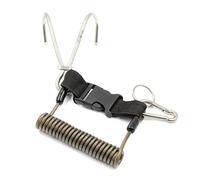Haodream Scubas Diving Reef Hook Stainless Steel Double Reef Diving with Coil Lanyard & Quick Release Buckle Spring Rope Reef Double Hook Anti-lost Reef Hook