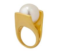 Haodream Unique Y Shape Pearls Statement Rings for Fashionable Women Elegant Jewelry for Parties and Daily Commute Y Shaped Pearls Unique Exaggerated