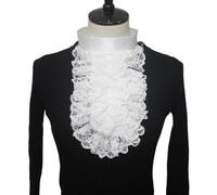 Haodream Victorians Colonial Ruffle Lace Jabot False Collar Necktie Steampunk Medieval Costume Shirt Front Detachable Neck Collar Tiered Lace Detachable
