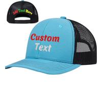 haoduanduan Custom Logo & Text Snapback Baseball Hat/Cap | Embroidered Front & Back | Personalized Mesh Trucker Hats for Men Women Light Blue/Black