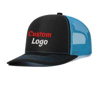 haoduanduan Custom Richardson 112 Mesh Trucker Hat Baseball Cap Custom Embroidered Personalized Logo Text Dad Hats for Men Women Black/Blue