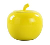 HAODUOO Solid Color Apple Sugar Bowl With Lid, Sugar Storage Jar, Sugar Pot, Sugar Container Spice Jar, Sugar Salt Pot Seasoning Canister-Red-480ml jars(Yellow)