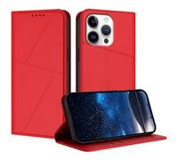 HAOFUGUI Case for Huawei P10, Exquisite Geometric Stitching PU Leather Wallet Flip Cover with Card Slots & Kickstand, 360° Shockproof Magnetic Phone Case-Red