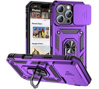 HAOFUGUI Case for Motorola Edge 5G 2025 Case, TPU+PC Phone Case, with 360° Metal Stand/Slide Camera Cover, Military Shockproof Drop Protection Cases-Purple