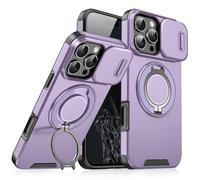 HAOFUGUI Case for Motorola Moto G Power 5G 2024, with 360° Rotate Ring Kickstand & Slide Camera Cover, Military Grade TPU+PC Shockproof Protective Phone Case Cover-Purple