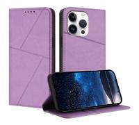 HAOFUGUI Case for OPPO A54 5G / A74 5G / A93 5G, Exquisite Geometric Stitching PU Leather Wallet Flip Cover with Card Slots & Kickstand, 360° Shockproof Magnetic Phone Case-Purple
