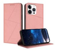 HAOFUGUI Case for VIVO Y20 / Y20i / Y20S, Exquisite Geometric Stitching PU Leather Wallet Flip Cover with Card Slots & Kickstand, 360° Shockproof Magnetic Phone Case-Pink