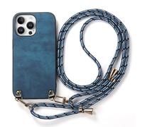 HAOFUGUI Crossbody Lanyard Case for Motorola Moto G Play 2024 4G, Stylish Protective Cover with Adjustable Removable Lanyard Strap Phone Case, Shockproof Anti-Scratch Phone Cover-Blue