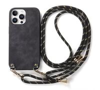 HAOFUGUI Crossbody Lanyard Case for Motorola Moto G Play 2024 4G, Stylish Protective Cover with Adjustable Removable Lanyard Strap Phone Case, Shockproof Anti-Scratch Phone Cover-Black