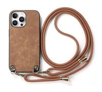HAOFUGUI Crossbody Lanyard Case for Motorola Moto Play 2024 5G, Stylish Protective Cover with Adjustable Removable Lanyard Strap Phone Case, Shockproof Anti-Scratch Phone Cover-Brown