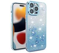 HAOFUGUI Flower Transparent Glitter Case for Honor 8X MAX, Women Girls Bling Diamond Phone Case, Clear Case Silicone Shockproof Protective Cover with Floral Case-Blue