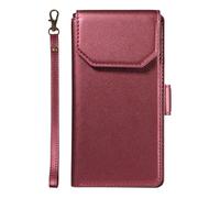 HAOFUGUI for iPhone 12/12 Pro Phone Case Wallet, Flip Magnetic Leather Cover with Kickstand/Card Slots/Wrist Strap, Premium PU Leather Flip Wallet Case-Red