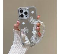 HAOFUGUI for iQOO Neo3 / Z1 Case, Phone Case with 3D Bow+Heart Design, With Glitter Pearl Wrist Strap, Shockproof TPU Protective Phone Cover for Girls Women-HDJ