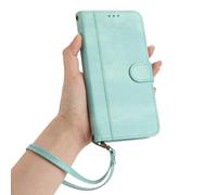 HAOFUGUI for OPPO Find X7 Wallet Case, with Wrist Strap/Magnetic Closure/Card Slots/Kickstand Function, Premium Shockproof Flip PU Leather Cover-Mint