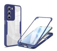 HAOFUGUI for Realme 9i / A36 / A76 Case, 360° Shockproof Full Body Cover with Built-in Screen Protector, Clear Hard Back Colour Bumper, Stylish Durable Phone Case-Blue