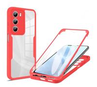 HAOFUGUI for Realme V5 / 7 5G Case, 360° Shockproof Full Body Cover with Built-in Screen Protector, Clear Hard Back Colour Bumper, Stylish Durable Phone Case-Red