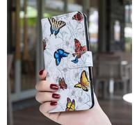 HAOFUGUI Phone Case for OPPO A74 4G / F19 4G, Floral Leather Wallet Cover with Card Slots & Stand, Stylish Floral Protective Case for Girls Women-DD