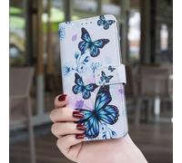 HAOFUGUI Phone Case for OPPO A74 5G / A93 5G / A54 5G, Floral Leather Wallet Cover with Card Slots & Stand, Stylish Floral Protective Case for Girls Women-LD
