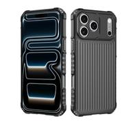 HAOFUGUI Rugged Case for OPPO A57E 4G, Semi-Transparent Hard PC Back with Soft TPU Bumper, Shockproof Anti-Fingerprint Non-Slip Grip Raised Screen & Camera Protection-Black