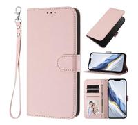 HAOFUGUI Wallet Case for Realme C25S / 7i, PU Leather Flip Cover with TPU Inner Shell, Shockproof Protection, Card Slots, Cash Pocket and Wrist Strap-Pink