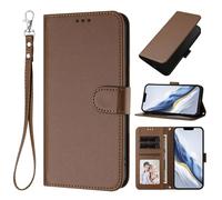 HAOFUGUI Wallet Case for Realme C25S / 7i, PU Leather Flip Cover with TPU Inner Shell, Shockproof Protection, Card Slots, Cash Pocket and Wrist Strap-Brown