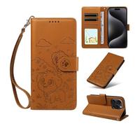 HAOFUGUI Wallet Case for Realme C35 4G / Realme Narzo 50A Prime, with Card Holder/Stand/RFID Blocking/Wrist Strap Function Phone Cover, Lovely Puppy Pattern Shockproof Flip Case-Brown