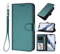 HAOFUGUI Wallet Case for Realme C75 4G / 14x 5G, PU Leather Flip Cover with TPU Inner Shell, Shockproof Protection, Card Slots, Cash Pocket and Wrist Strap-DarkGreen