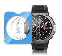 Haofun 3 Pieces Screen Protector for Amazfit T-Rex 3 Tempered Glass 9H Film, HD Anti-Scratch Bubble Screen with Auxiliary Positioner, Transparent