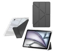 Haofun Case Cover Compatible with Honor Pad V9, Transparent Acrylic Back Cover with Pen Holder, Magnetic PU Case, Multi-Angle Adjustable, Black