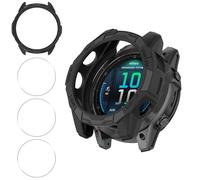 Haofun Cover for Garmin Fenix E 47 mm, with 9H HD Ultra Tempered Glass Screen Protector *3, Black PC Protective Case*1, Full Protection