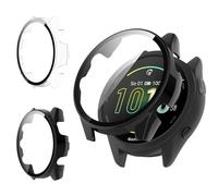 Haofun Pack of 2 Case for Garmin Forerunner 165 Protective Case with Screen Protector, Hard PC Ultra Thin Anti-fall Scratch-Resistant Protective Case - Black + Transparent