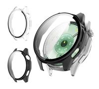 Haofun Pack of 2 Case for Huawei Watch GT6 46 mm Protective Case with Screen Protector, Hard PC Ultra Thin Anti-fall Scratch-Resistant Protective Case - Black + Transparent