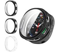 Haofun Pack of 3 Case for Samsung Galaxy Watch 8 40 mm Protective Case with Screen Protector, TPU Ultra Thin Anti-fall Scratch-Resistant Protective Case Screen Protector (Transparent x 1 + Black x 2)