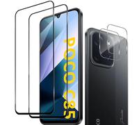 Haofun Screen Protector for Xiaomi Mi Poco C85 for Tempered Glass, Pack of 2 Tempered Glass Protective Film with 2 Camera Protection, HD/9H Hardness Protective Glass, Anti-Scratch Tempered Glass