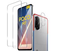 Haofun Tempered Glass for Xiaomi POCO M7 4G, 2 Pieces Screen Protector and 2 Pieces Camera Film, Anti-Scratch, 9H Hardness Glass Glass, Bubble Free