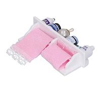 Haofy 1:12 Doll House White Wooden Towel Shelf Decor for Role -playing Games Game