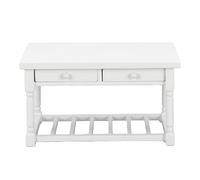 Haofy 1:12 Scale White Birch Dollhouse Desk, 2 Pullout Drawers