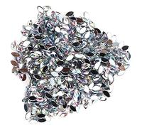 Haofy 1000Pcs Horse Eye Rhinestones, DIY Fancy Flatback Glass Crystals Beads with 3 X 6mm Horse Eye Shape for Handicraft Decoration, Fine Workmanship, Large Quantity, Widely (01 White AB)