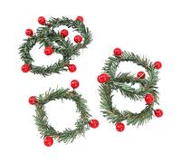 Haofy 12Pcs Christmas Candle Rings Wreaths with Artificial Berries for Holiday Table Decorations Ideal for Taper Pillar Candles Bulk Set of 12 Fits Various Table Settings Enhances