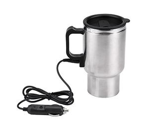 Haofy 12V Electric Car Kettle with Stainless Steel Cigarette Lighter Heating, Travel Kettle with Adapter for Hot Water Coffee Tea (450ML)