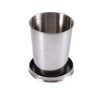 Haofy 240ML/140ML/75ML3 Size Optional All Stainless Steel Telescopic Cup Folding Cup, Key Wine Glass Folding Cup (M)