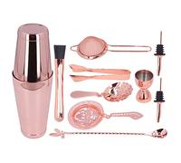 Haofy 24oz Stainless Steel Professional Cocktail Shaker Set with Built-in Strainer - 11PCS Bartender Kit for Martini, Home Bar, Party (Pink Gold)