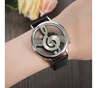 Haofy 2Colors Quartz Analog Couple with a Musical Note -dial for Lovers, Casual Style Arms Watch for All Genders (Black)
