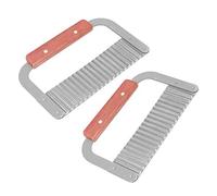 Haofy 2Pcs Cutter, Stainless Steel Crinkle Cutter with Wooden Handle for Decorative Food Slicing and Crafting, Ideal for Potatoes and Vegetables