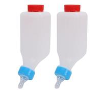 Haofy 2pcs Lamb Feeding Bottles 500ml Plastic Goat Feeder Hang Upside Down for Fence Rail, 12.7oz Compact Size for Orphan Lamb Nursing
