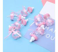 Haofy 30 Baby Bottle Candy Boxes Plastic Shower Favors Containers for Celebration Events Featuring Adorable Bow Design and Shiny Bear Charm Measuring 15 By 6.3 Inches Safe Storage for (Red)