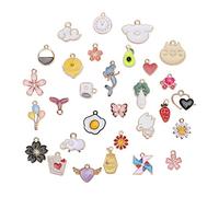 Haofy 30Pcs Mixed Style Alloy Drop Oil Pendant, Exquisite Appearance for Handcraft Pendants Accessories, Great for Making Bracelets Necklaces, Alloy DIY Jewelry Supplies